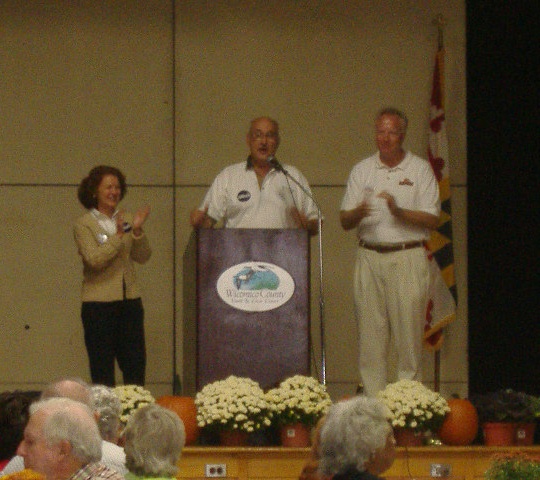 District 38B hopefuls Bonnie Luna and Michael James applaud remarks by Senator Stoltzfus (center).